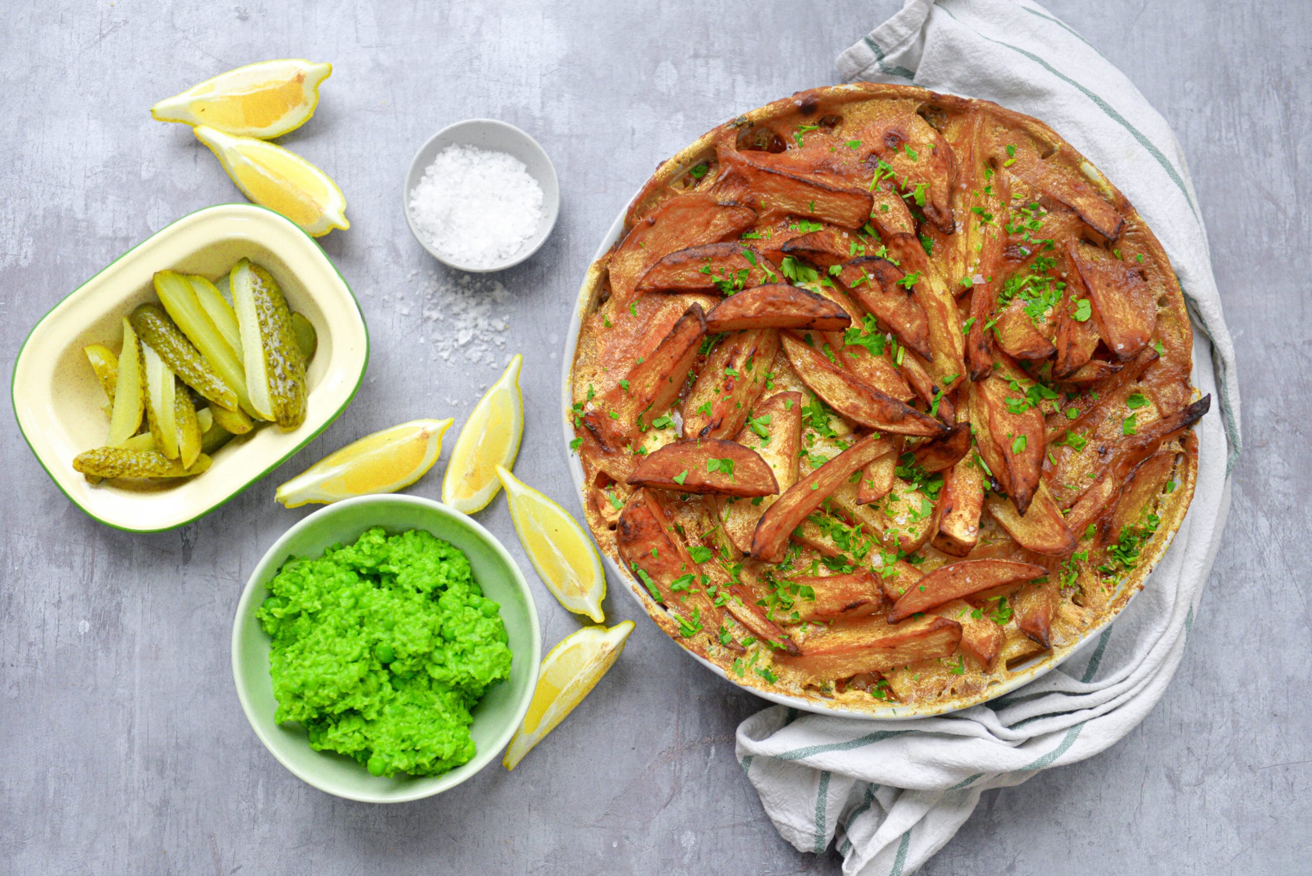 Fish and Chip Pie with Minty Peas - TOUT'S