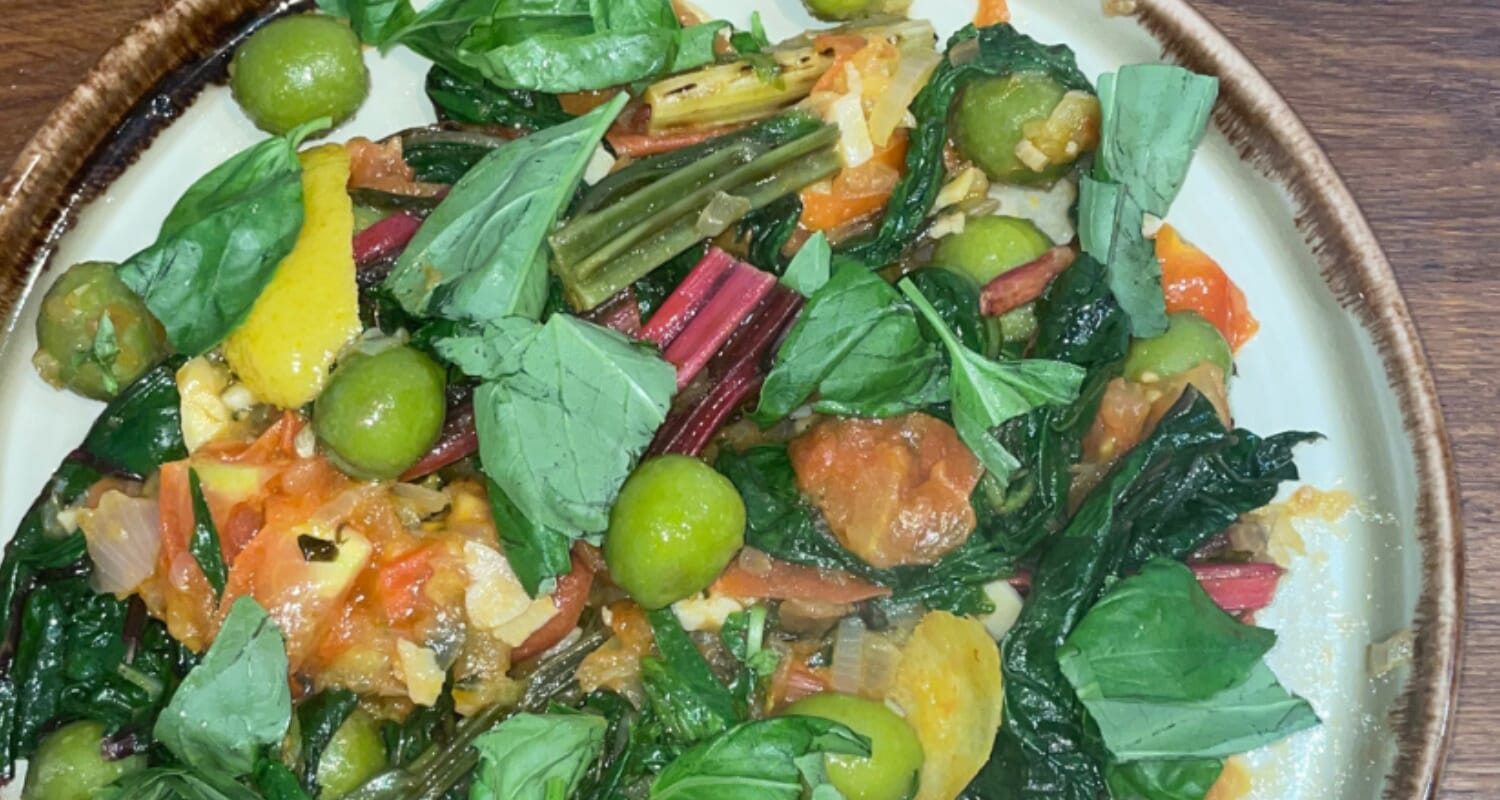Rainbow Chard with Tomatoes & Green Olives - TOUT'S